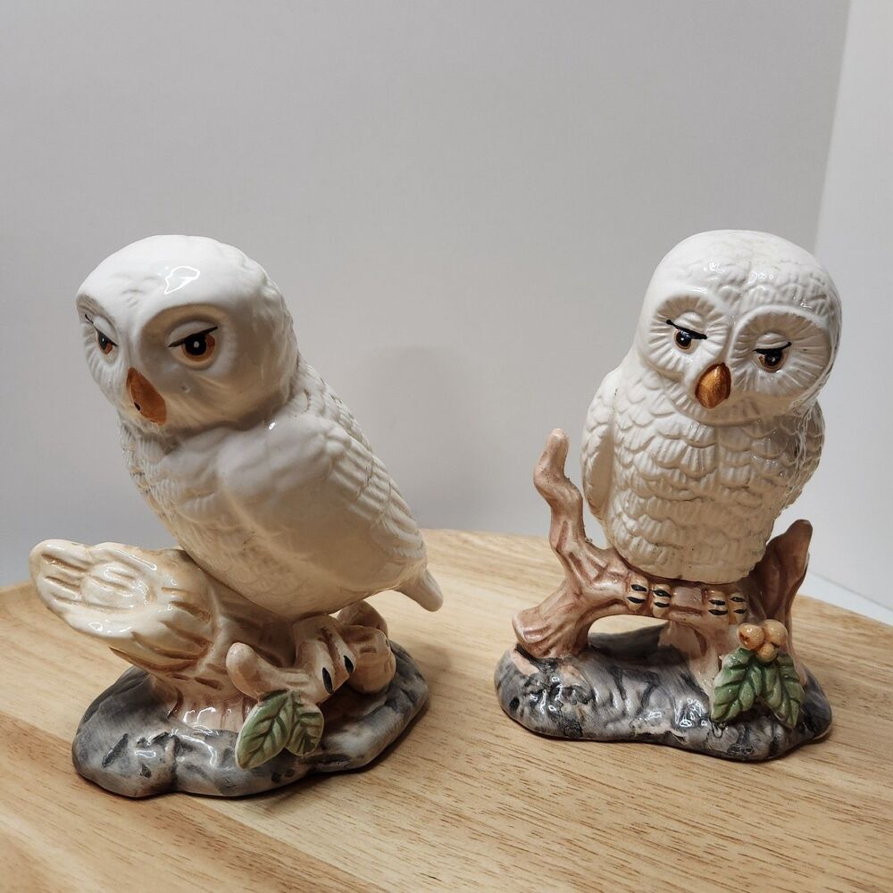 Pair of Snow Owl Figurines